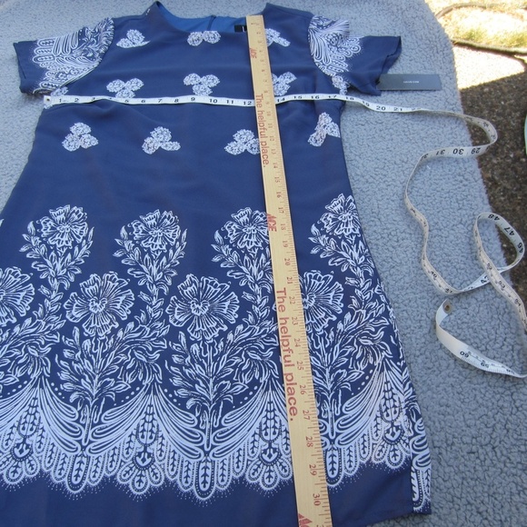 Lulu’s Riverside Slate Blue Floral Print Shift Dress Short Sleeve Women’s S - Picture 8 of 15